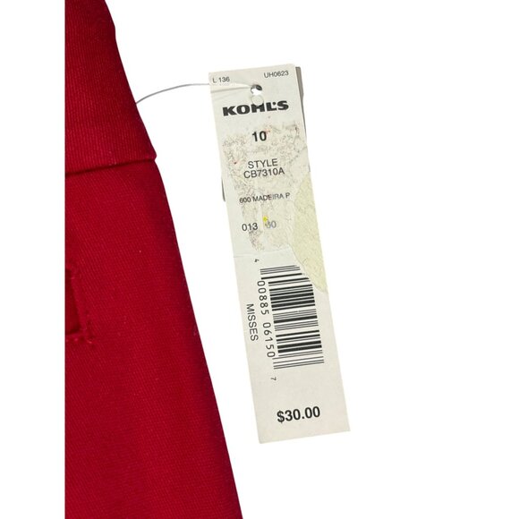 Croft & Barrow Womens Stretch Cropped Pants Size 10 Red Cotton Blend New - Picture 5 of 7